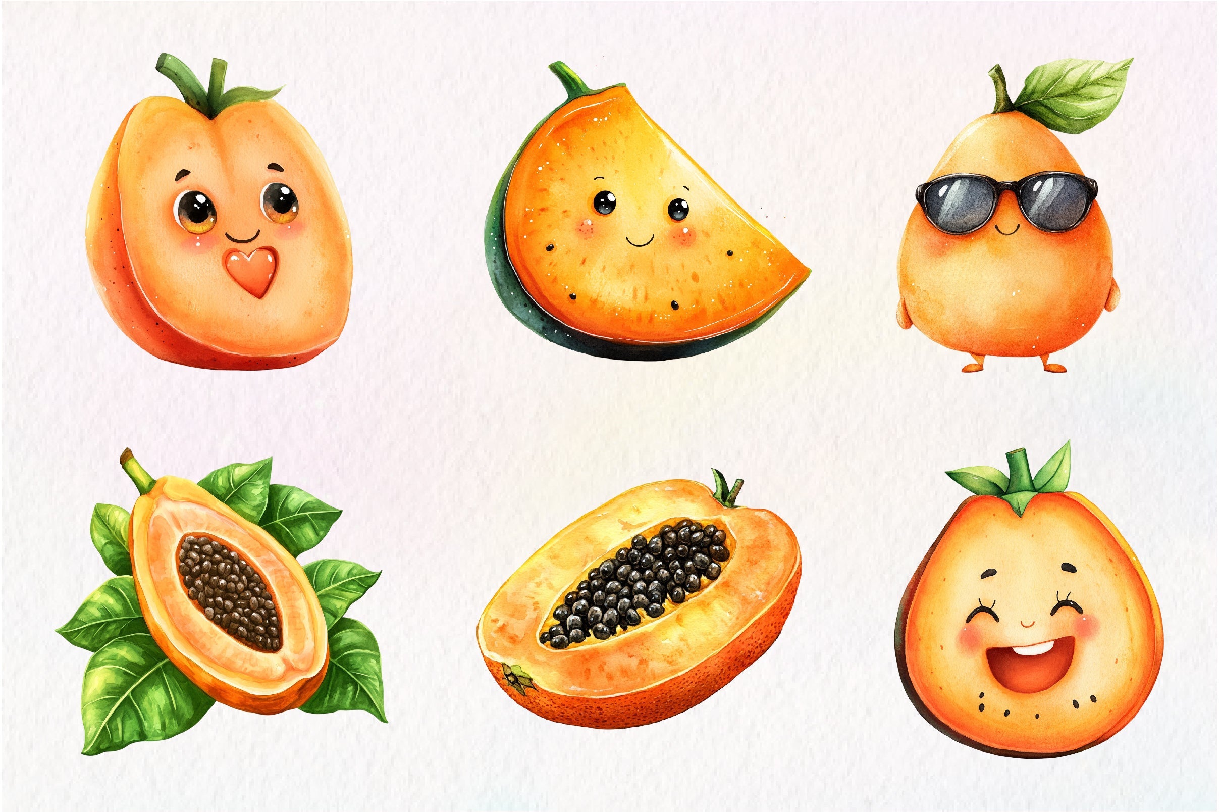 Papaya Fruit Papaya Clipart Bundle