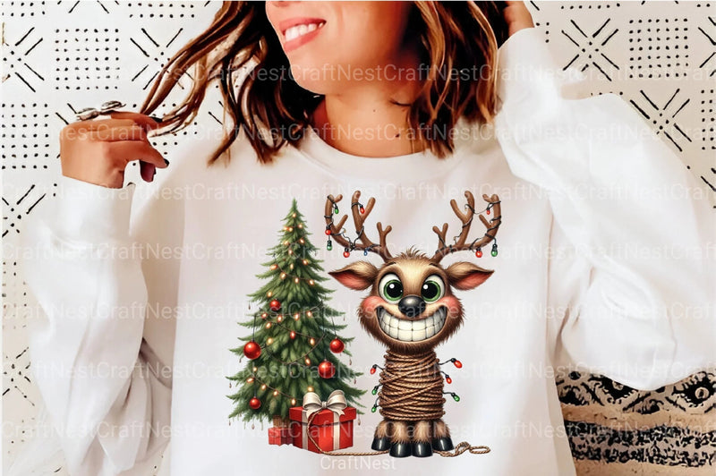 Funny Reindeer Christmas Clipart Bundle 7 - CraftNest - Digital Crafting and Art