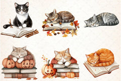 Cat and Book Fall Clipart Bundle - CraftNest - Digital Crafting and Art