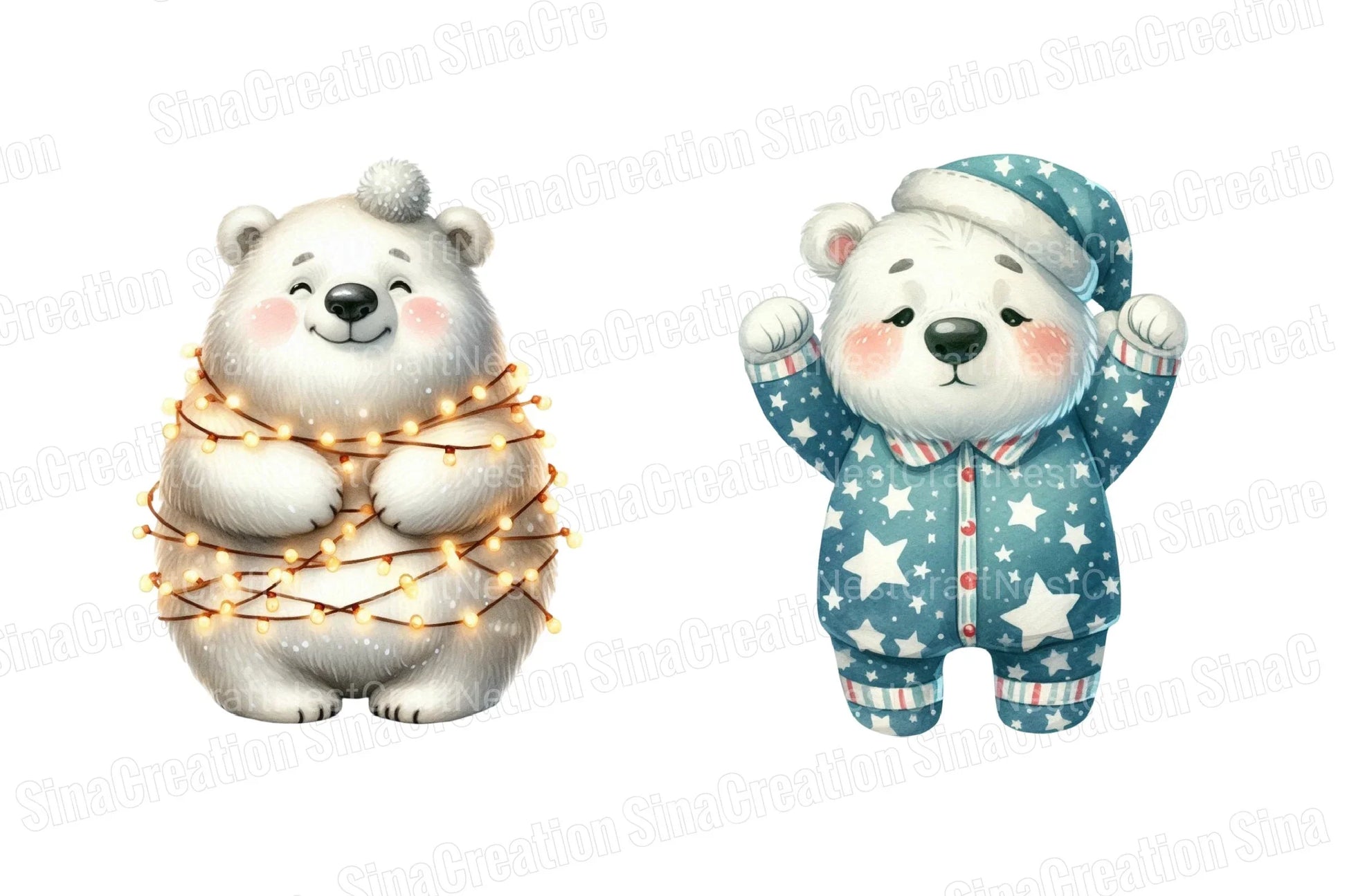 Polar Bear Christmas Clipart Bundle 6 - CraftNest - Digital Crafting and Art