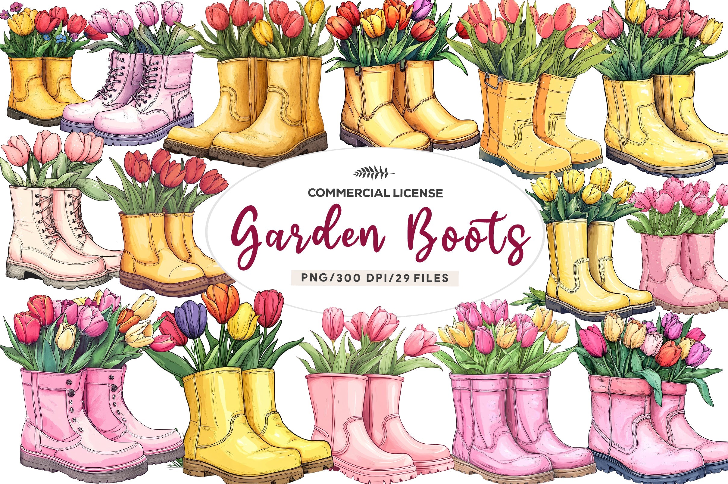 Garden Boots Clipart Bundle