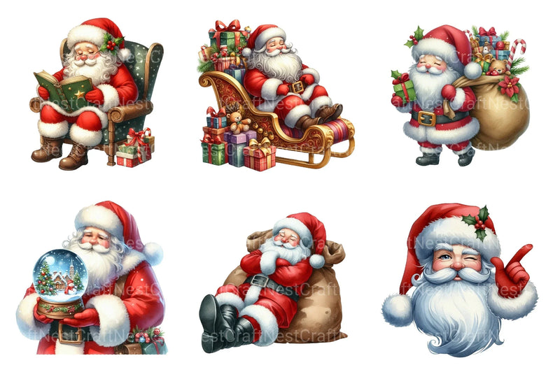 Santa Claus Christmas Clipart Bundle 99 - CraftNest - Digital Crafting and Art