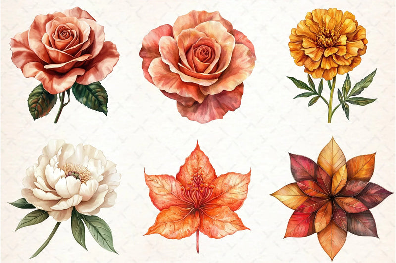 Fall Flowers Clipart Bundle 4 - CraftNest - Digital Crafting and Art