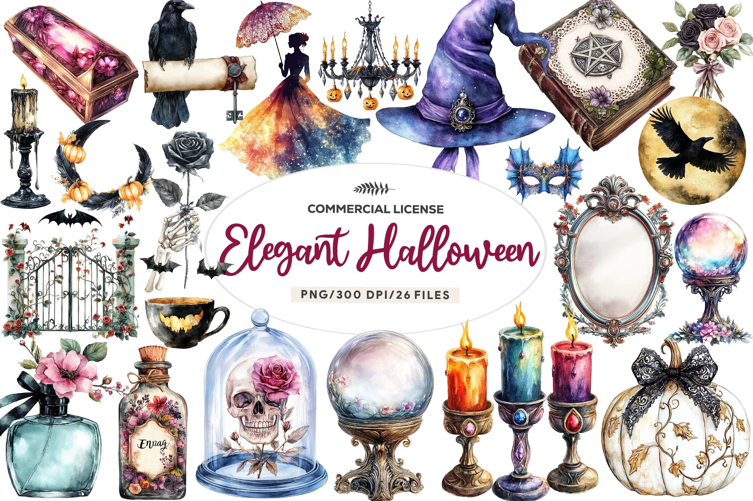 Elegant Halloween Clipart Bundle
