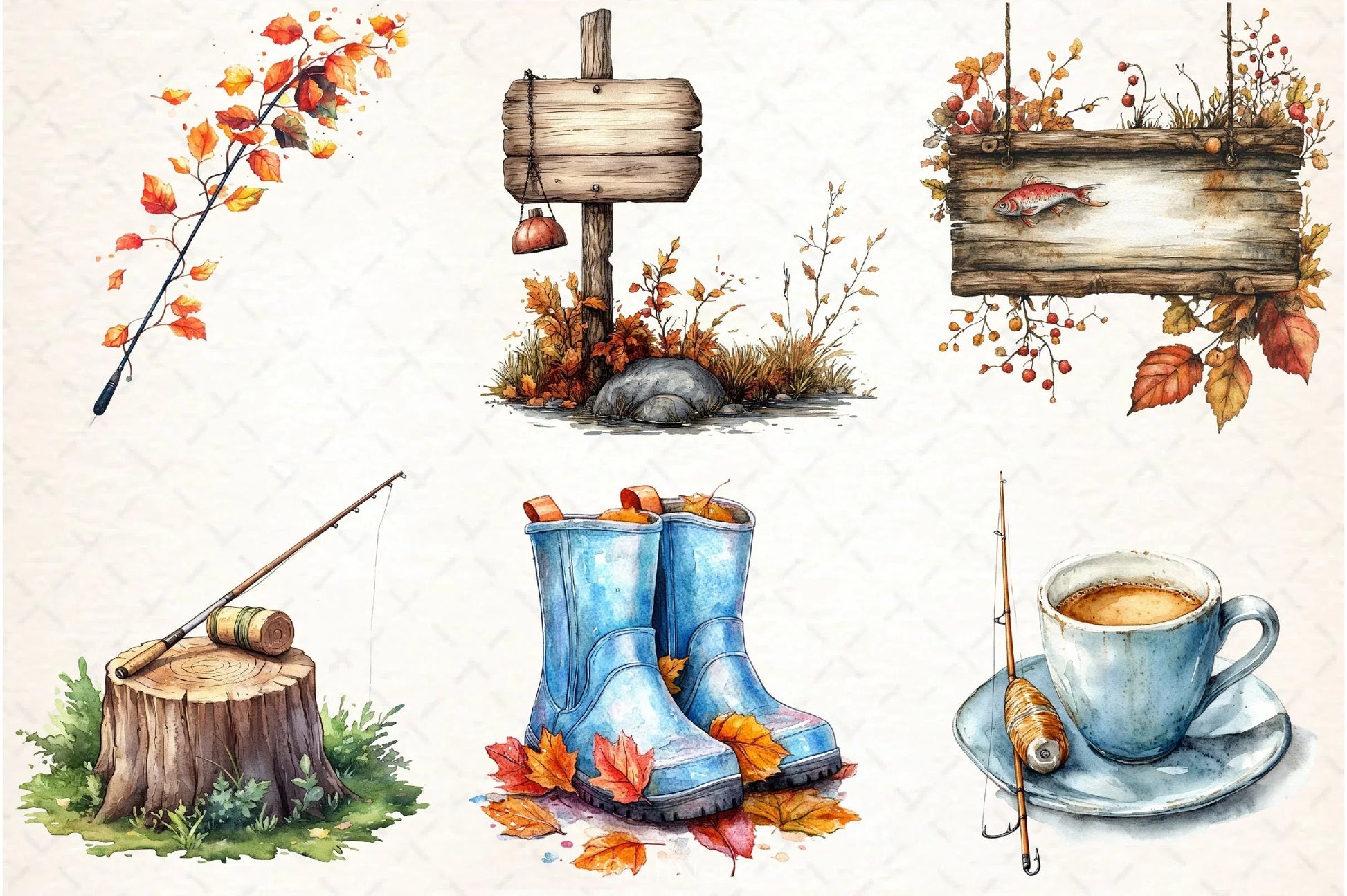 Fall Fishing Clipart Bundle - CraftNest - Digital Crafting and Art