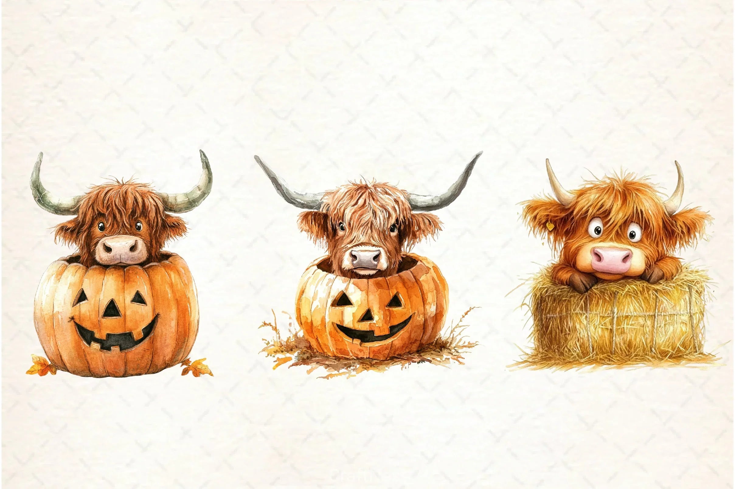 Autumn Highland Cow Clipart Bundle 6 - CraftNest - Digital Crafting and Art