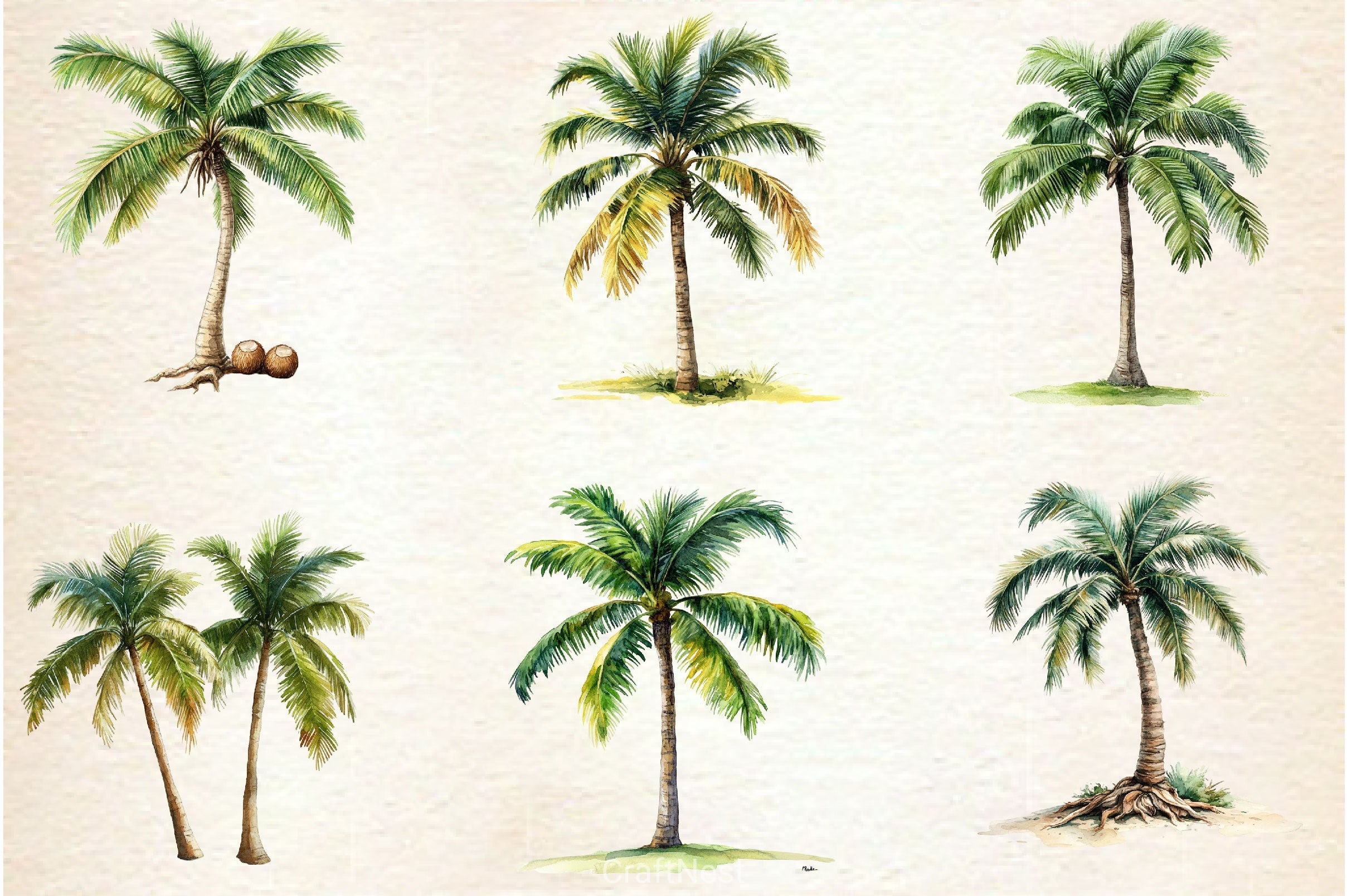 Summer Palm Tree Clipart Bundle 2