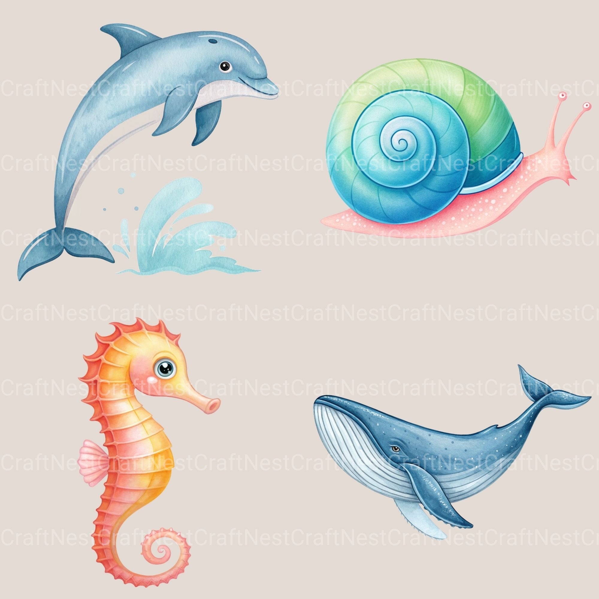 Undersea Creatures Clipart Bundle