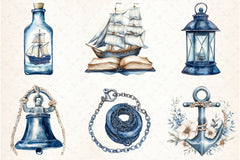 Blue Nautical Clipart Bundle  7 - CraftNest - Digital Crafting and Art