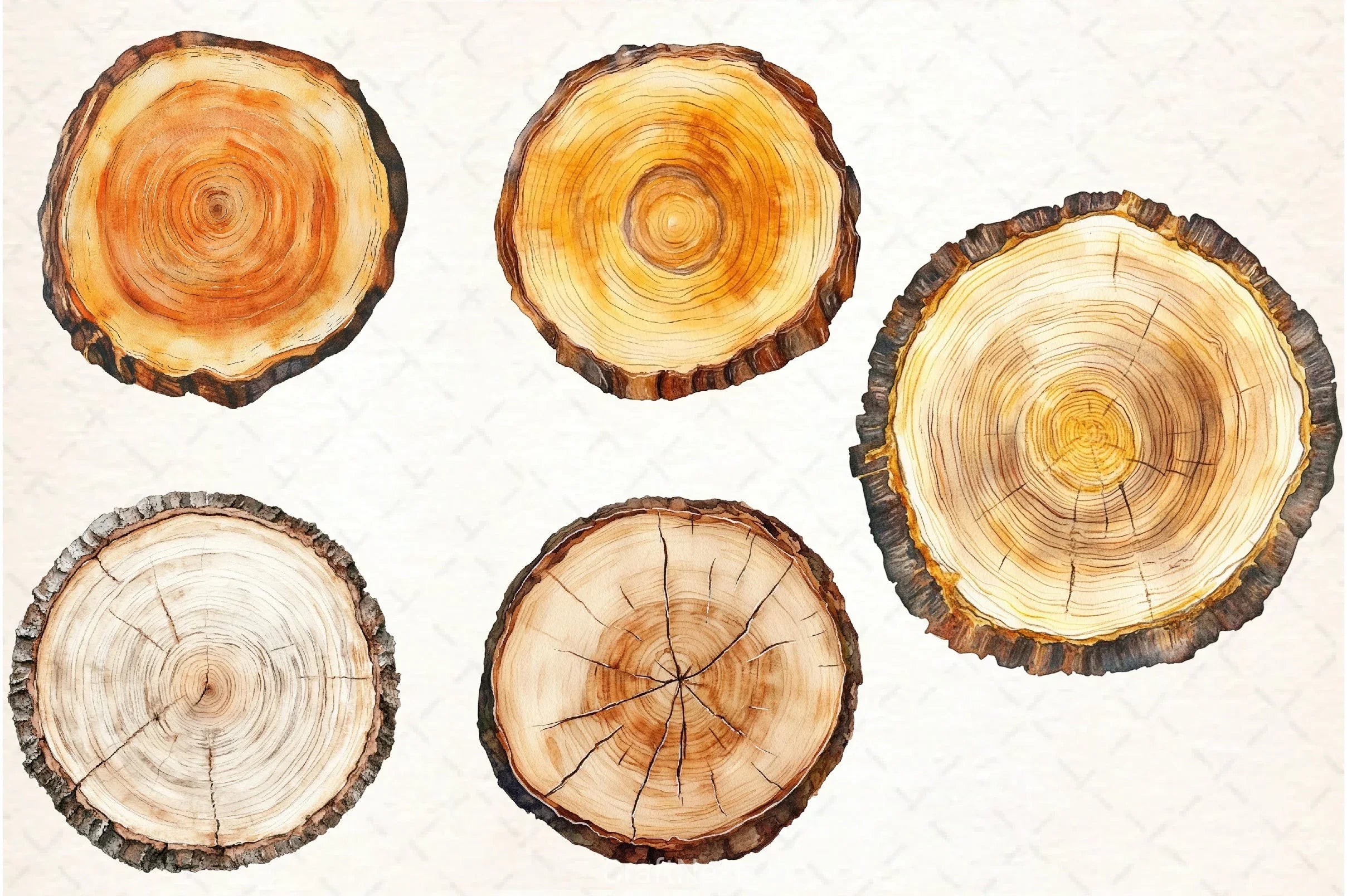 Wood Slice Clipart Bundle - CraftNest - Digital Crafting and Art