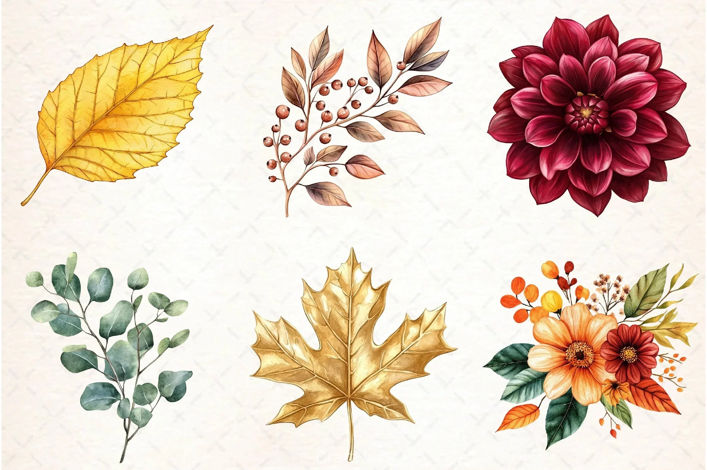 Fall Flowers & Leaves Clipart Bundle 6 - CraftNest - Digital Crafting and Art