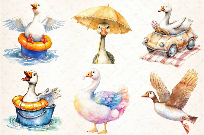 Silly Summer Goose Clipart Bundle - CraftNest - Digital Crafting and Art