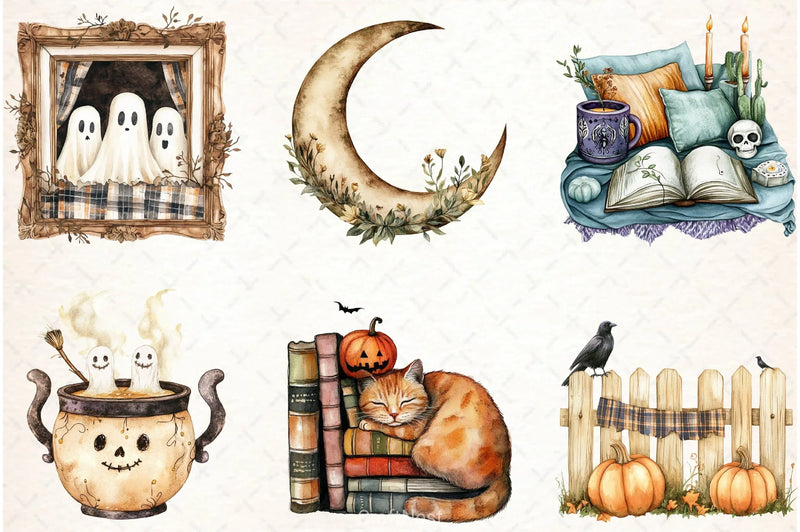 Creepy Cozy Halloween Clipart Bundle - CraftNest - Digital Crafting and Art