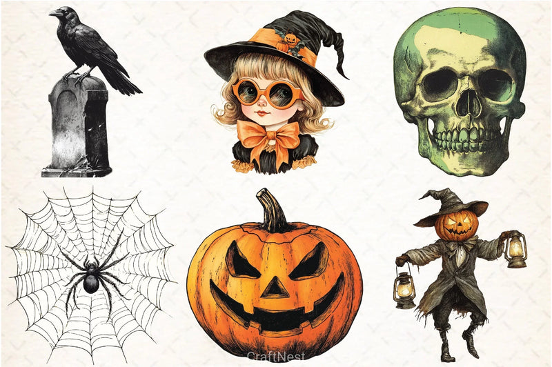 Vintage Halloween Clipart Bundle 13 - CraftNest - Digital Crafting and Art