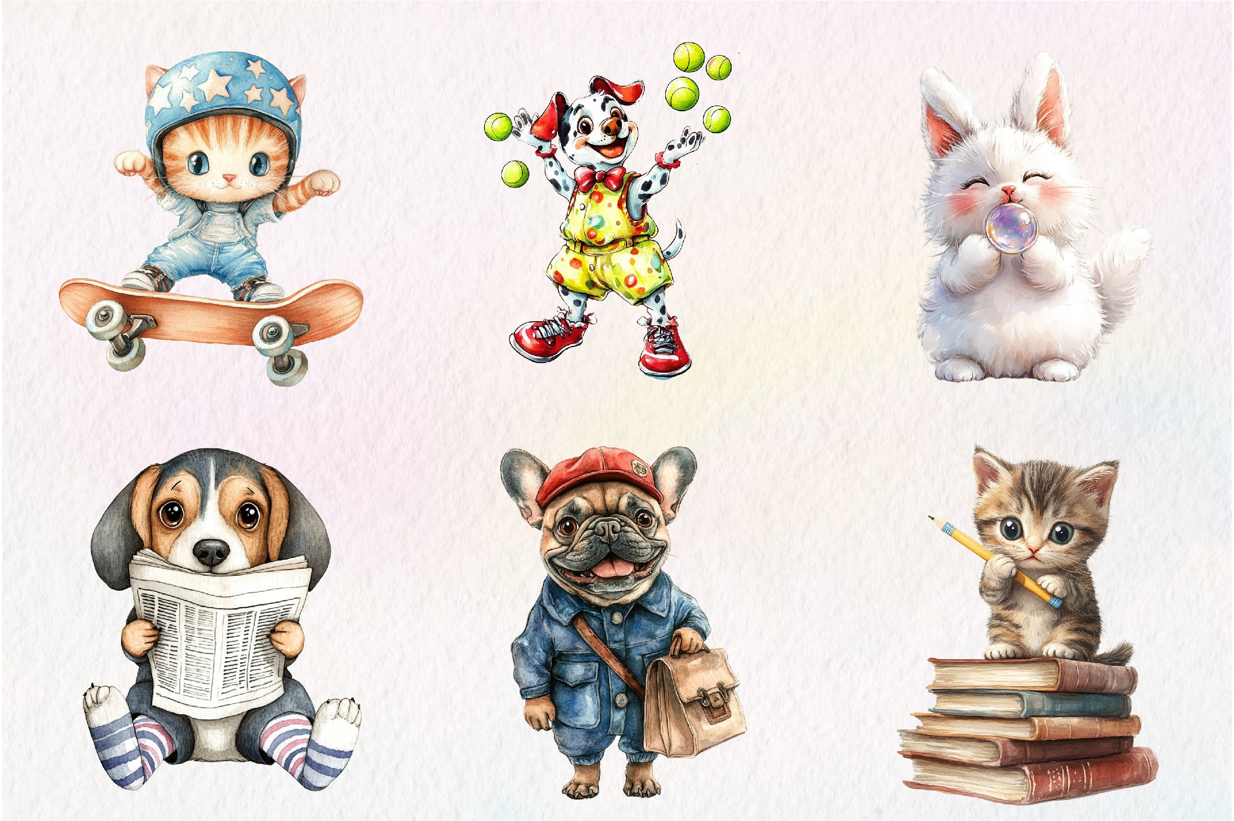 Quirky Dog And Cat Clipart Bundle