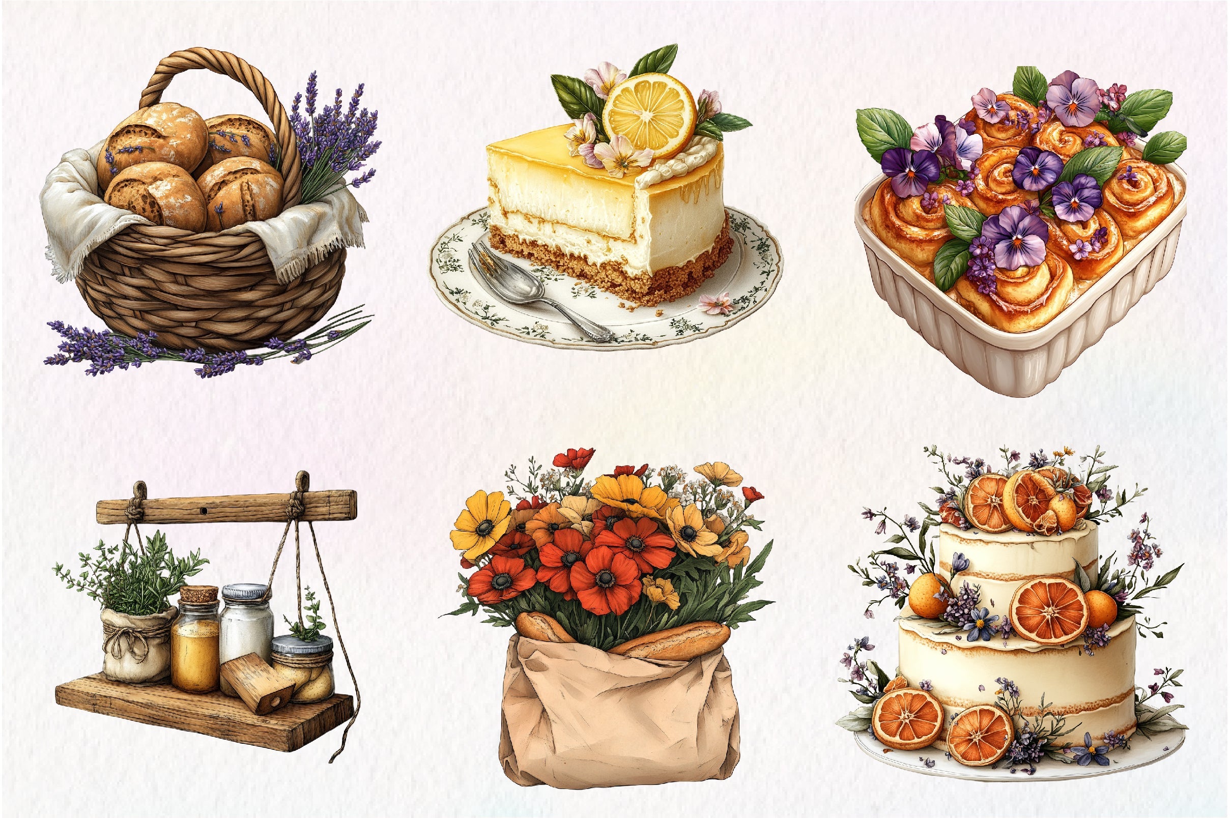 Bohemian Summer Baking Clipart Bundle