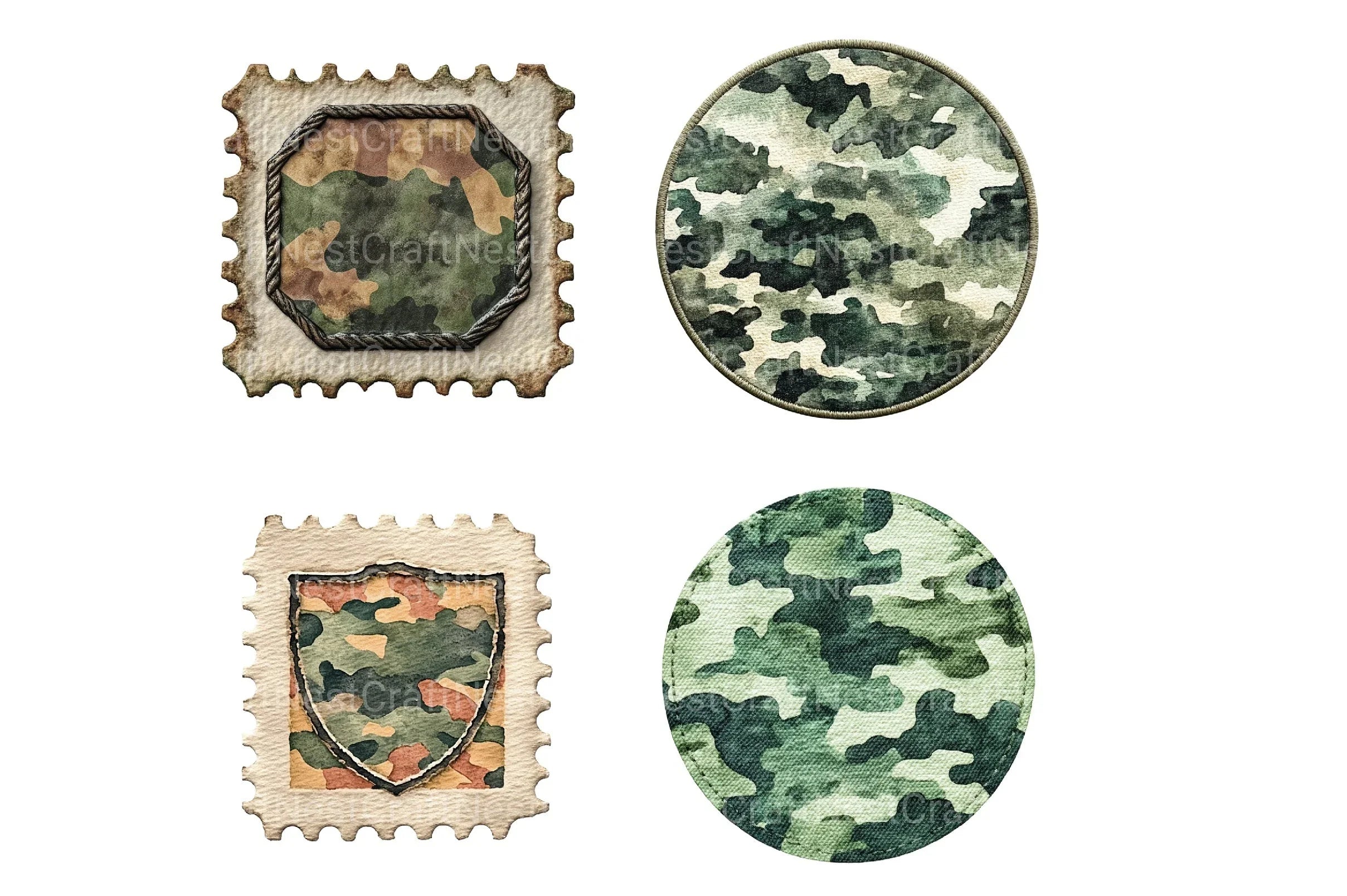 Camo Patches Clipart Bundle - CraftNest - Digital Crafting and Art