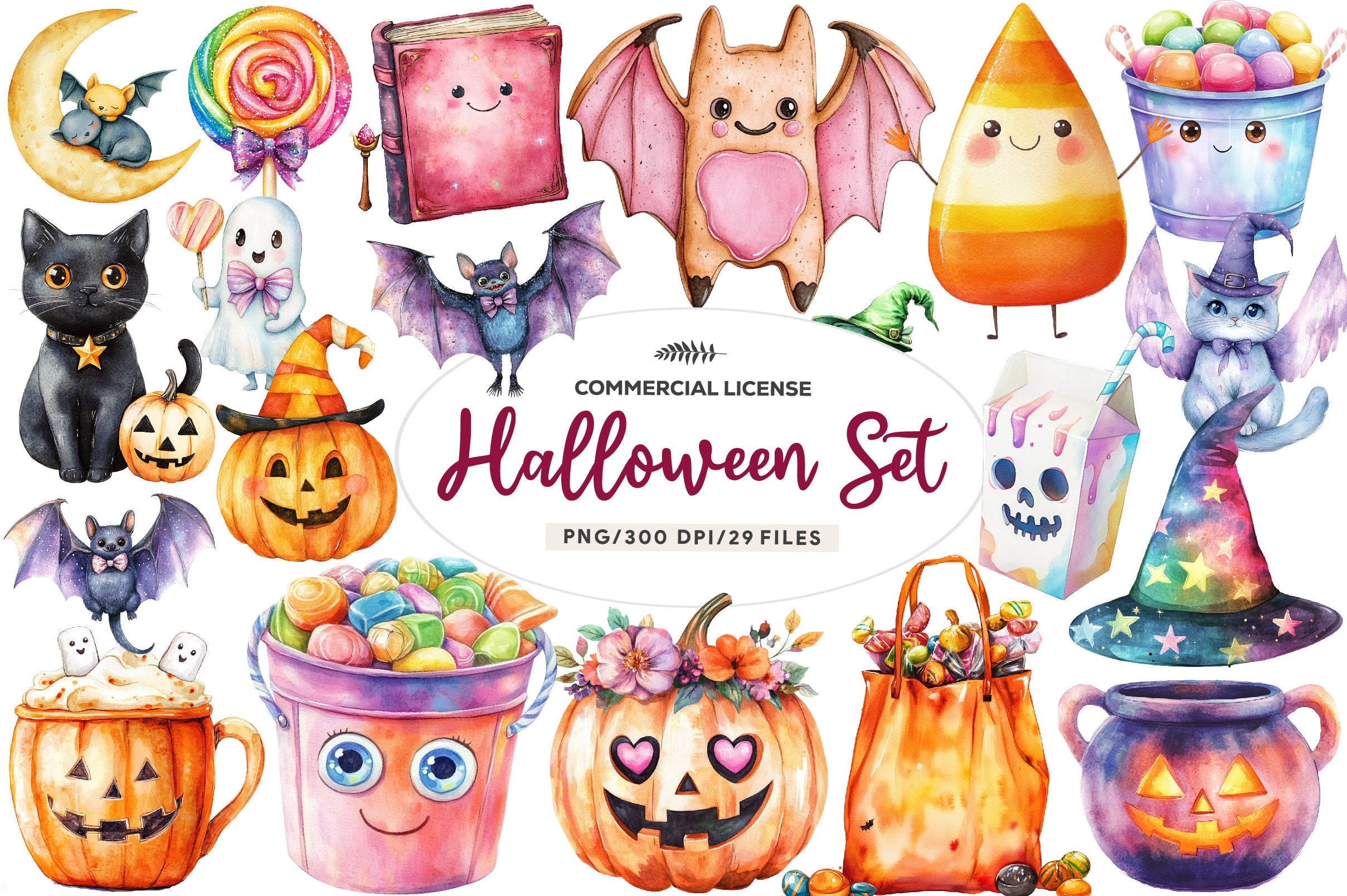 Cute Halloween Set Clipart Bundle 3