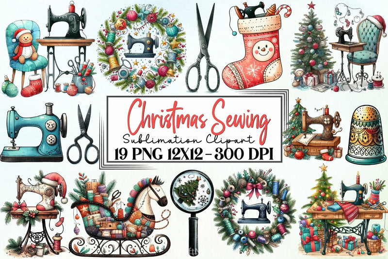 Christmas Sewing Clipart Bundle - CraftNest - Digital Crafting and Art