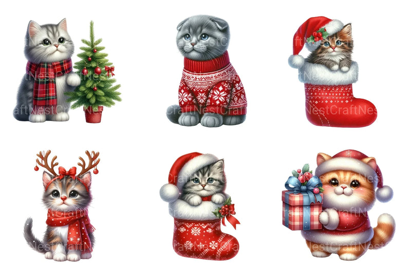 Christmas Scottish Cat Clipart Bundle - CraftNest - Digital Crafting and Art