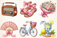 Bohemian Pink Gingham Clipart Bundle - CraftNest - Digital Crafting and Art