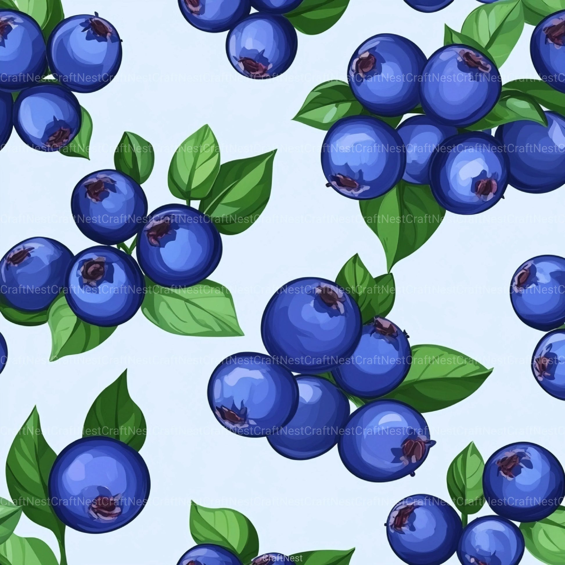 Blueberry Seamless Pattern Papers Digital - CraftNest - Digital Crafting and Art