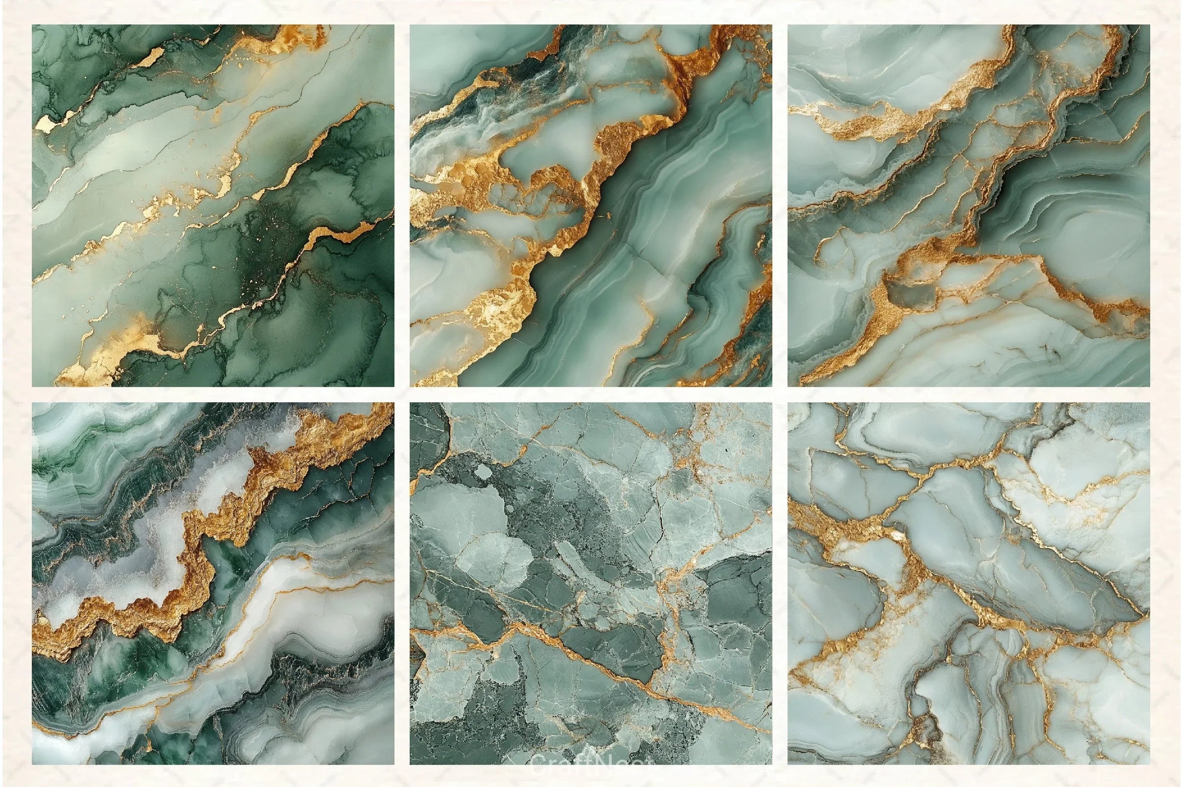 Sage Gold Marble Digital Background Bundle - CraftNest - Digital Crafting and Art