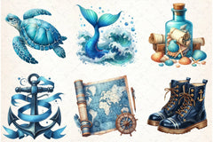 Blue Nautical Clipart Bundle - CraftNest - Digital Crafting and Art