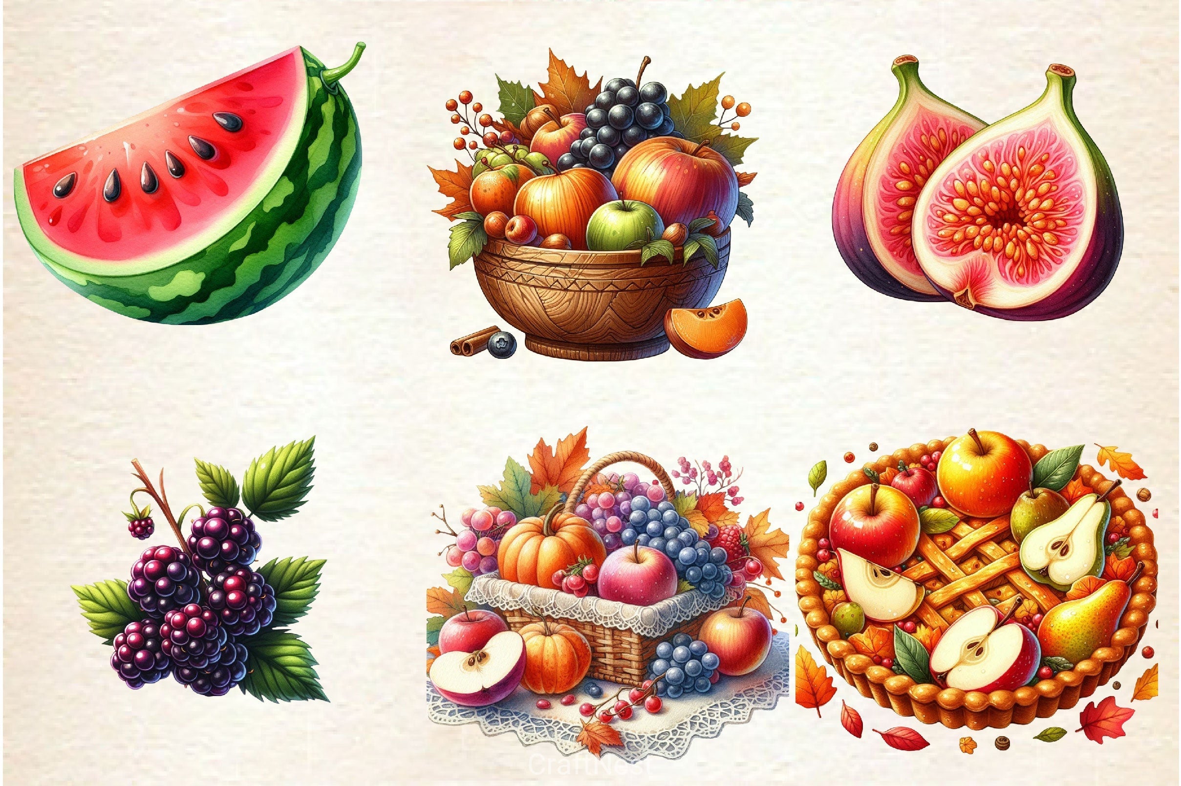 Autumn Fruits Clipart Bundle 4