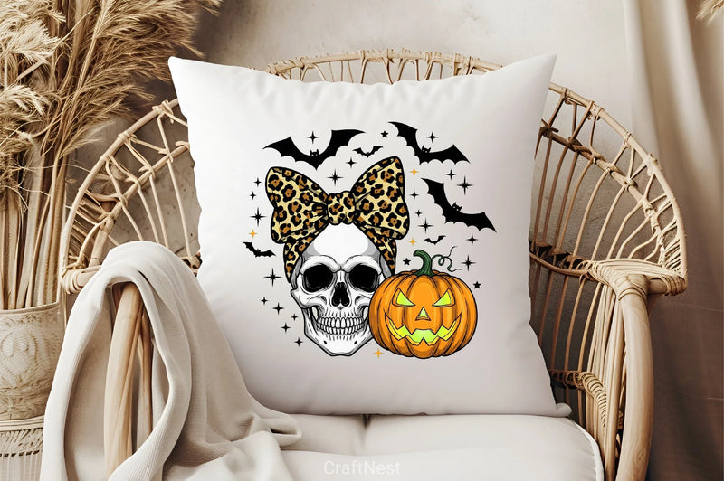 Skull & Bow Pumpkin Halloween Clipart Bundle - CraftNest - Digital Crafting and Art