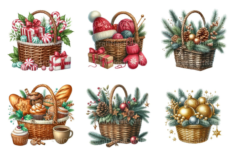 Christmas Gift Basket Clipart Bundle - CraftNest - Digital Crafting and Art