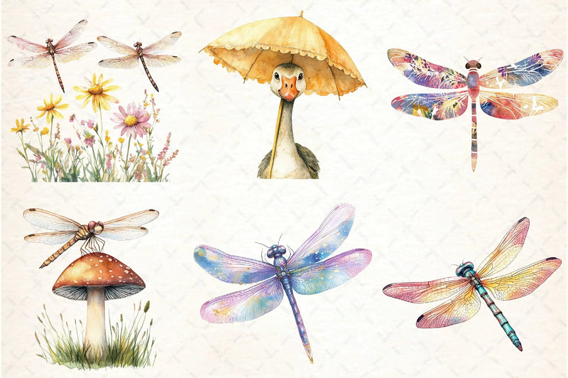 Summer Dragonfly Garden Clipart Bundle - CraftNest - Digital Crafting and Art