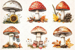 Autumn Mushroom Clipart Bundle - CraftNest - Digital Crafting and Art