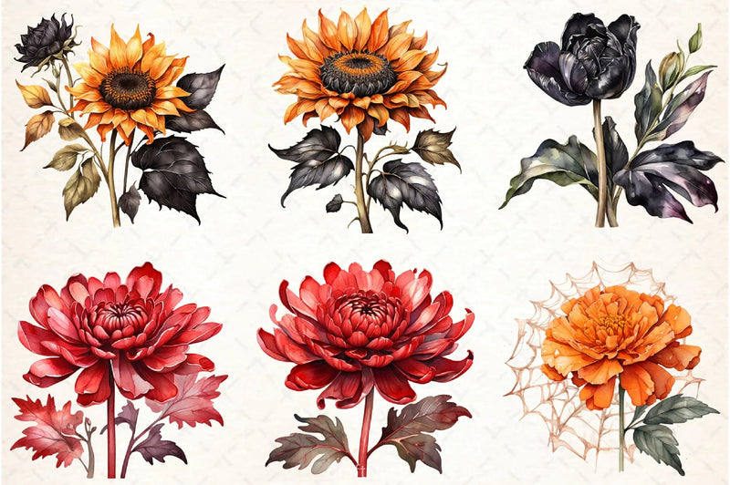 Halloween Flowers Clipart Bundle 3 - CraftNest - Digital Crafting and Art