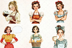 Retro Housewife Clipart Bundle 4 - CraftNest - Digital Crafting and Art