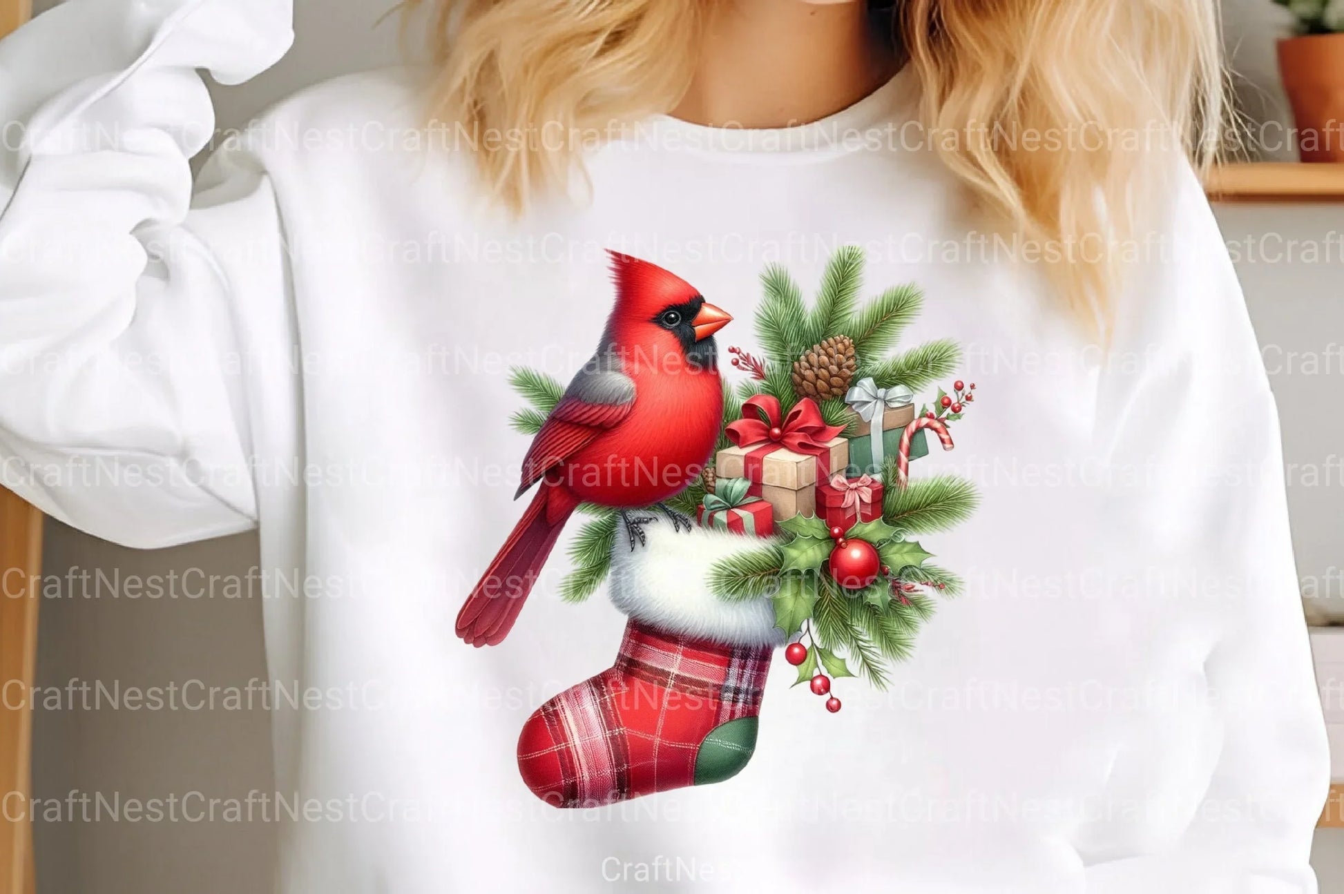 Christmas Red Cardinal Festive Bird Clipart Bundle - Digital Download - CraftNest - Digital Crafting and Art