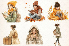 Autumn Girl Clipart Bundle 3 - CraftNest - Digital Crafting and Art