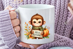 Cute Autumn Monkey Clipart Bundle - CraftNest - Digital Crafting and Art