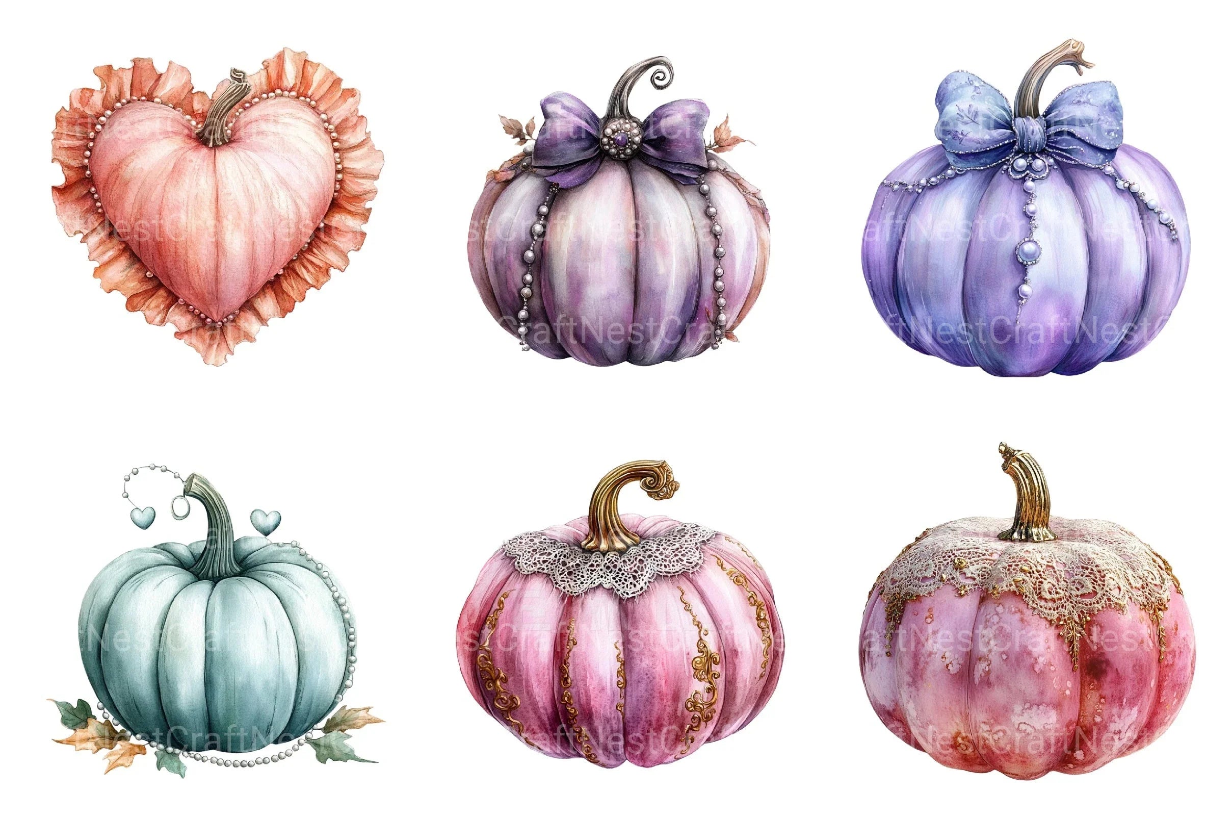 Aesthetic Coquette Pumpkin Clipart Bundle - CraftNest - Digital Crafting and Art