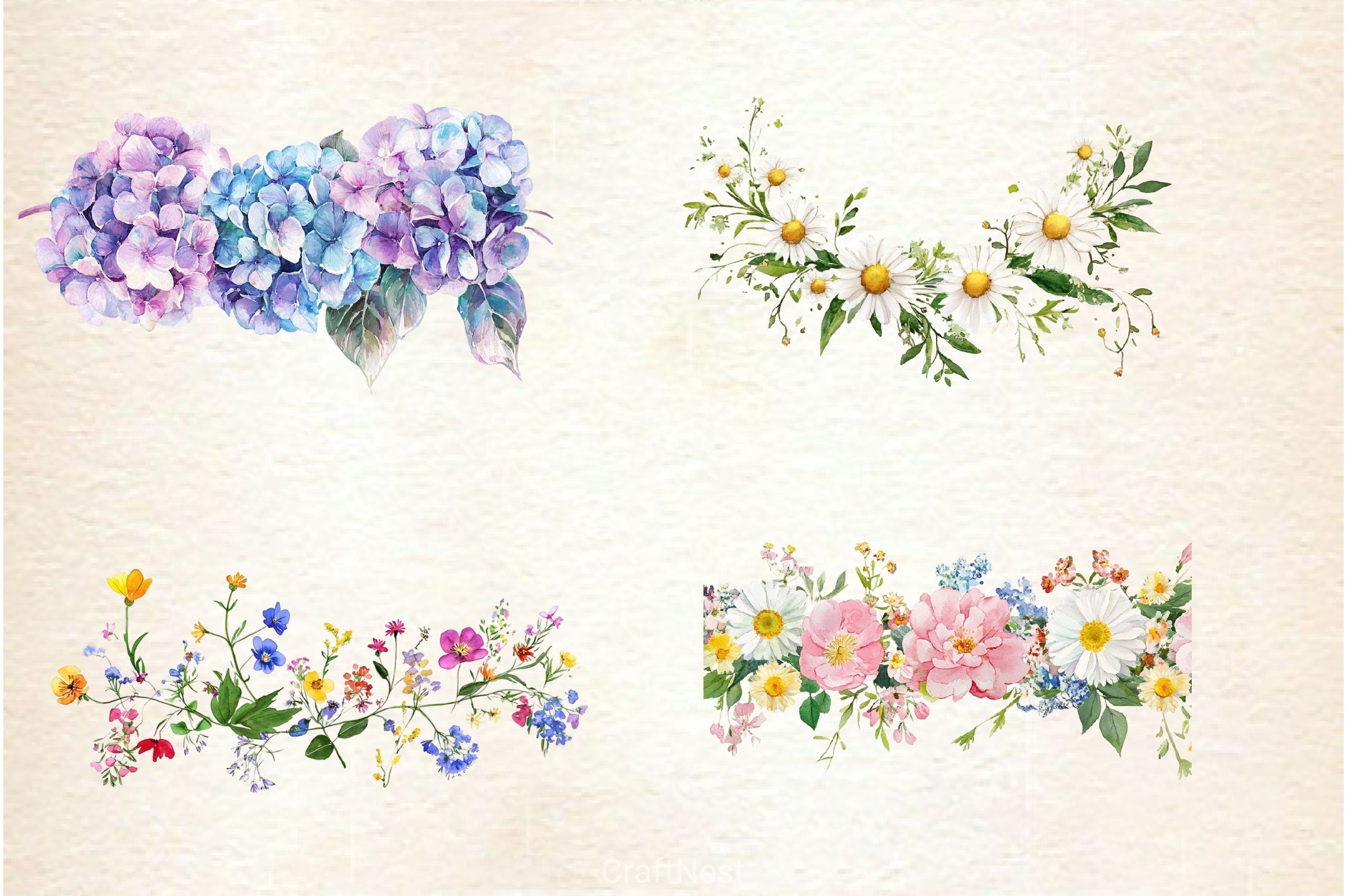 Flower Garland Clipart Bundle