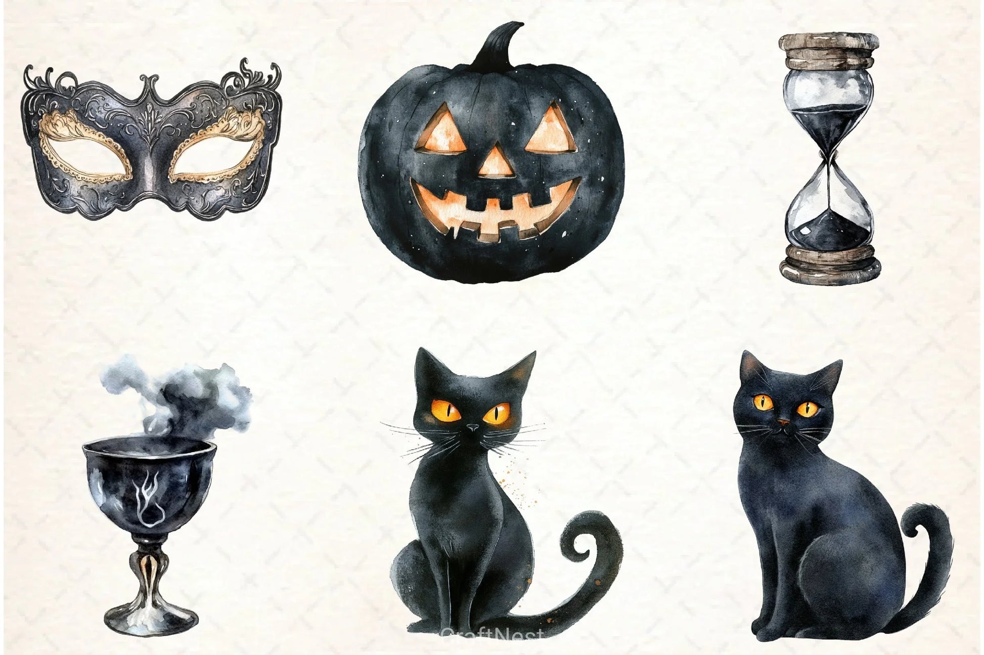 Halloween Black & White Clipart Bundle - CraftNest - Digital Crafting and Art