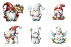 White Christmas Gnomes Clipart Bundle for Winter Holidays - CraftNest - Digital Crafting and Art