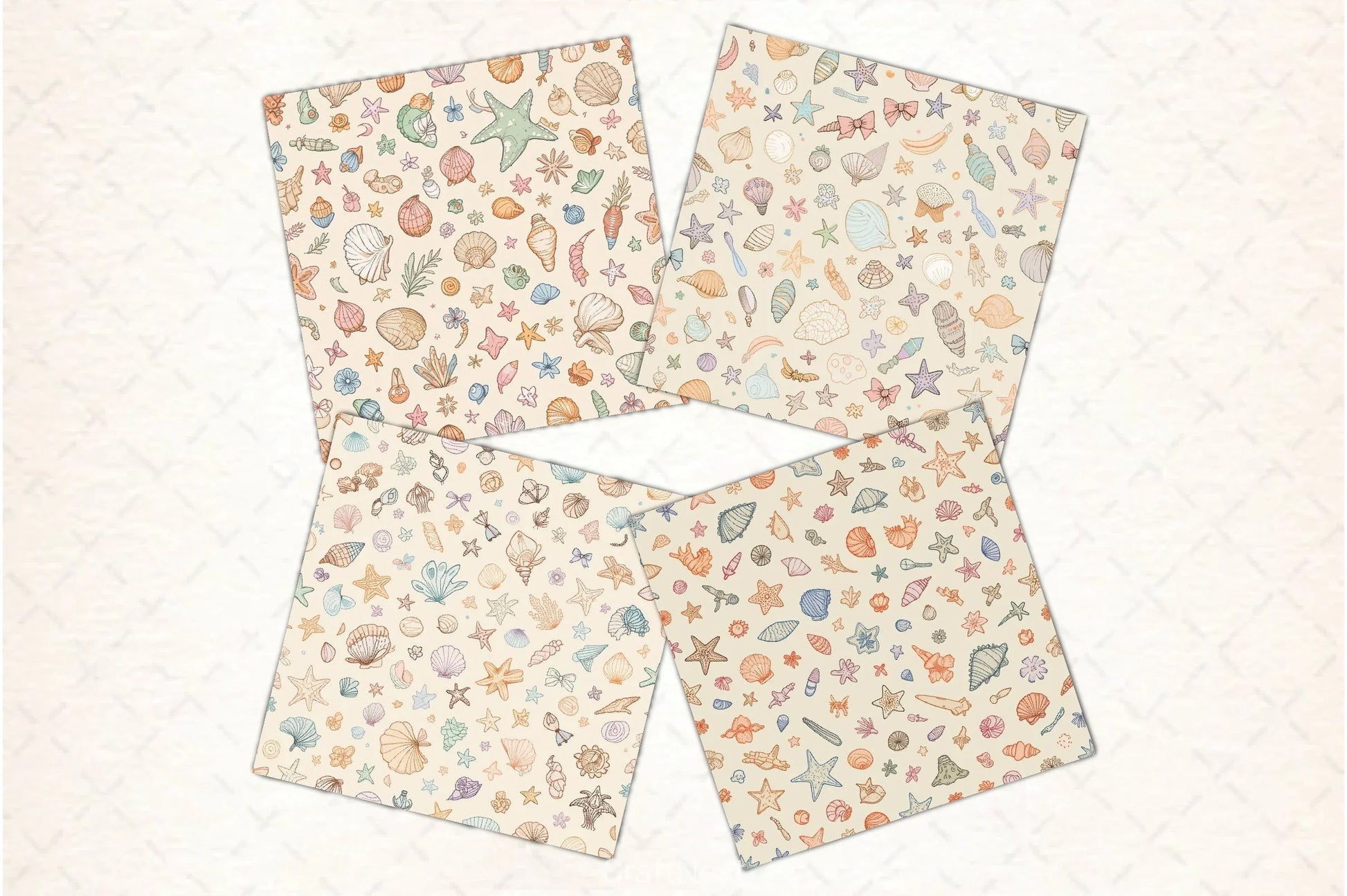 Seashell Pattern Digital Paper - CraftNest - Digital Crafting and Art