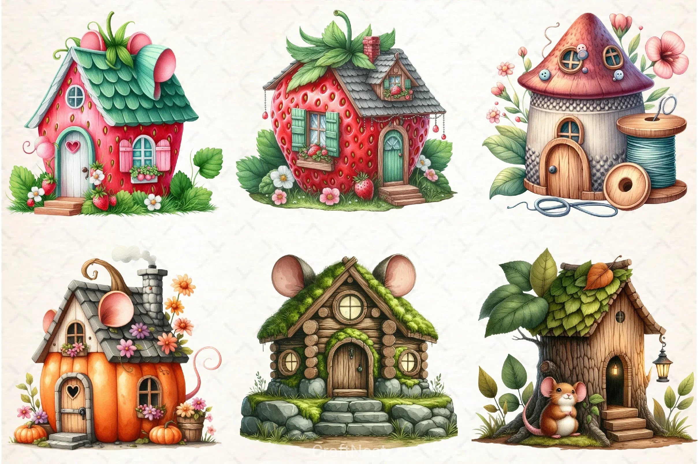 Mouse House Clipart Bundle 1 - CraftNest - Digital Crafting and Art