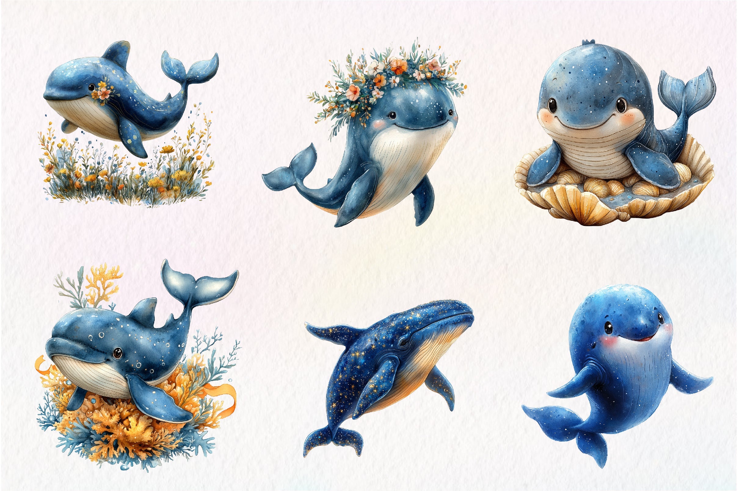 Whale Blue Whale Clipart Bundle