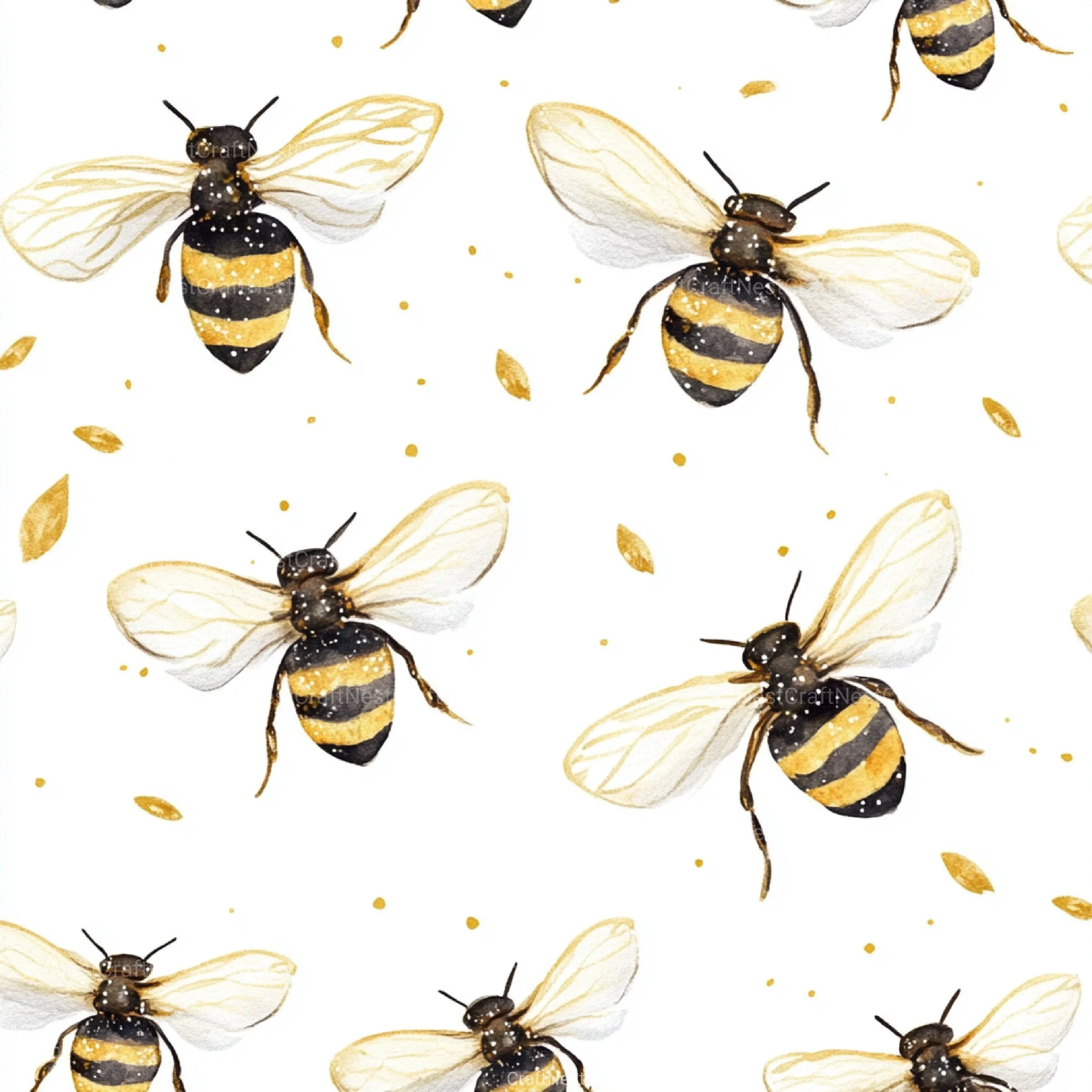 Lovely Bee Digital Paper - CraftNest - Digital Crafting and Art