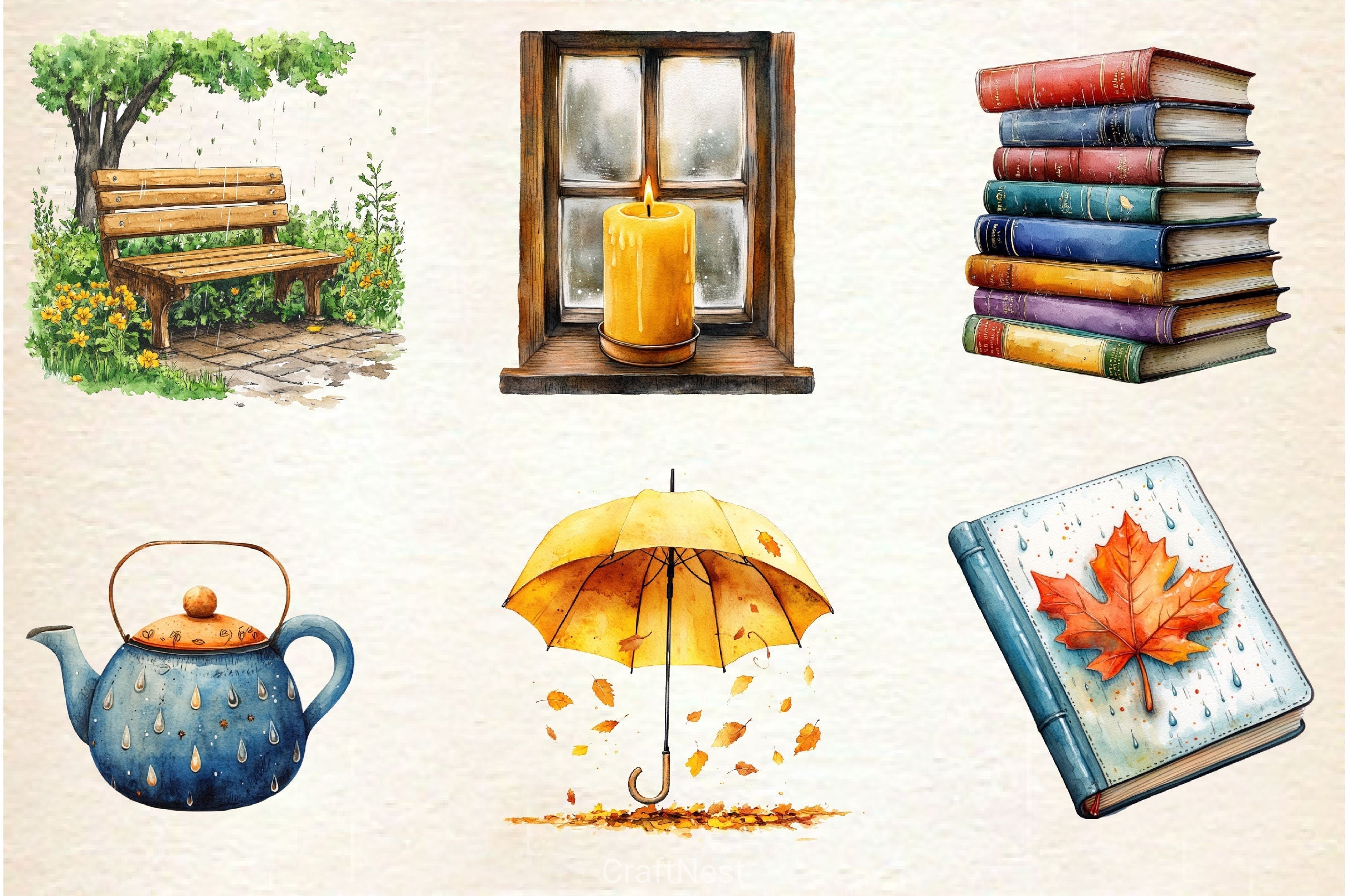 Autumn Rainy Day Clipart Bundle 2