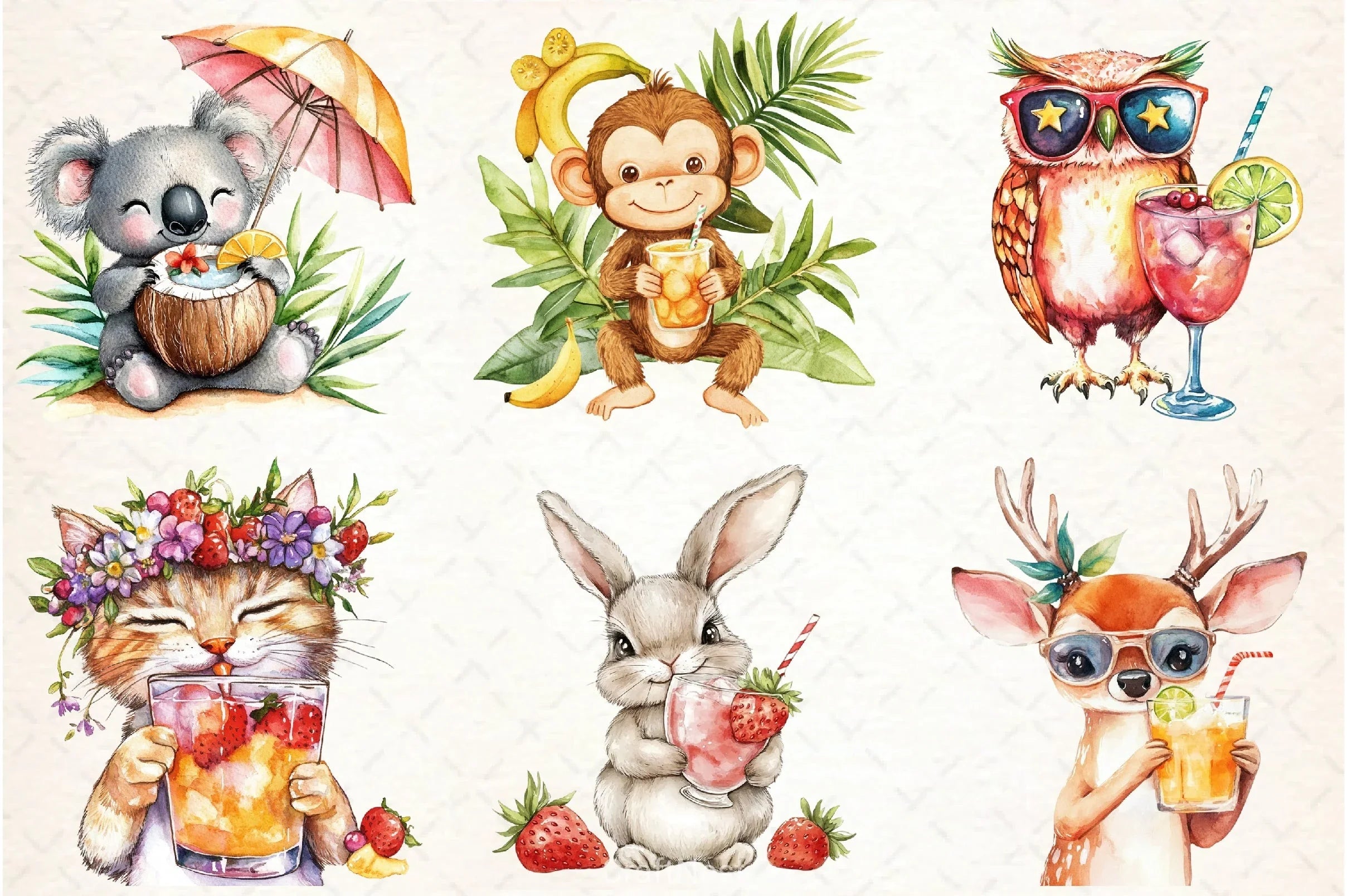 Summer Cocktail & Animals Clipart Bundle - CraftNest - Digital Crafting and Art