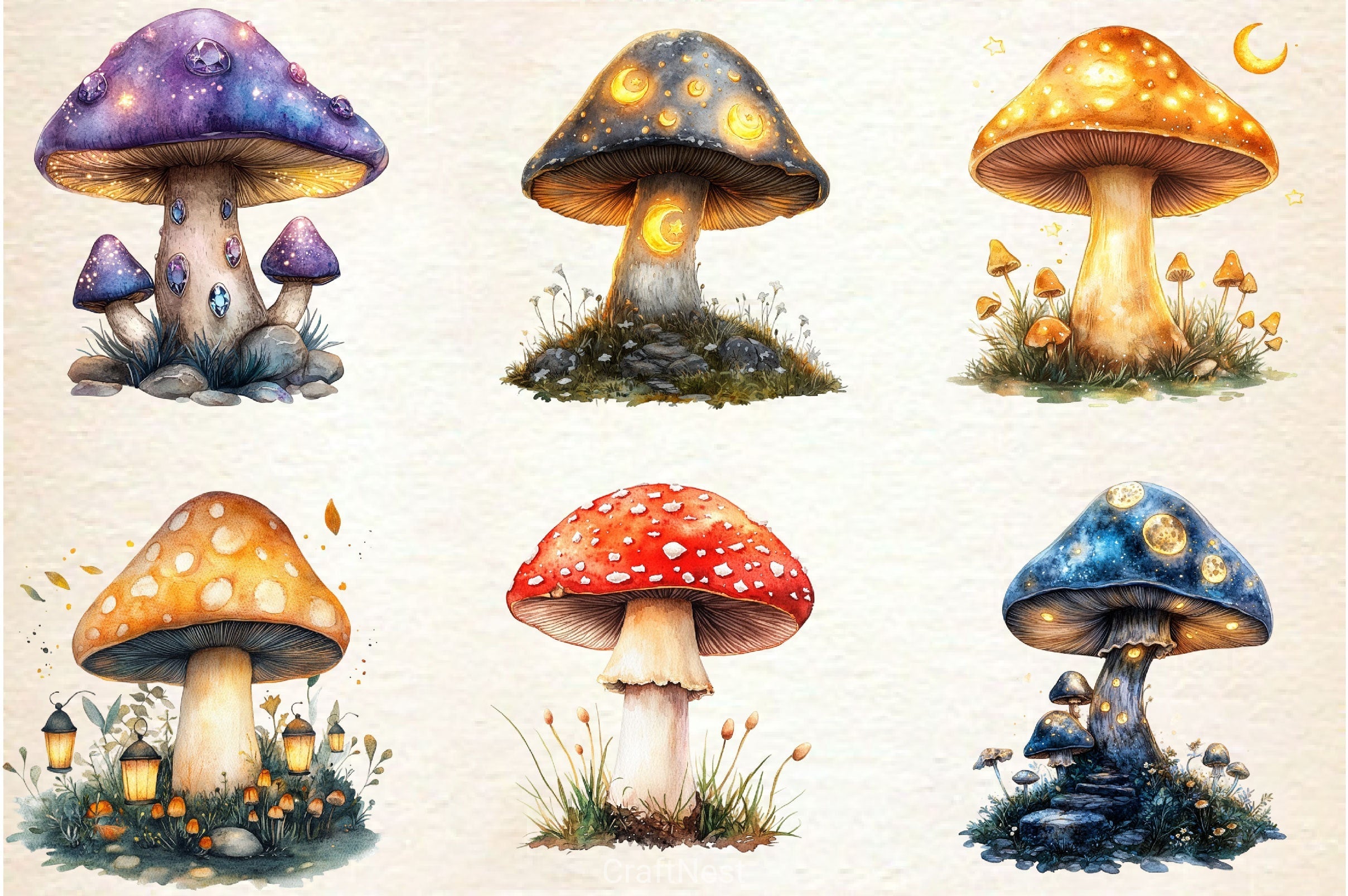 Magical Mushrooms Clipart Bundle