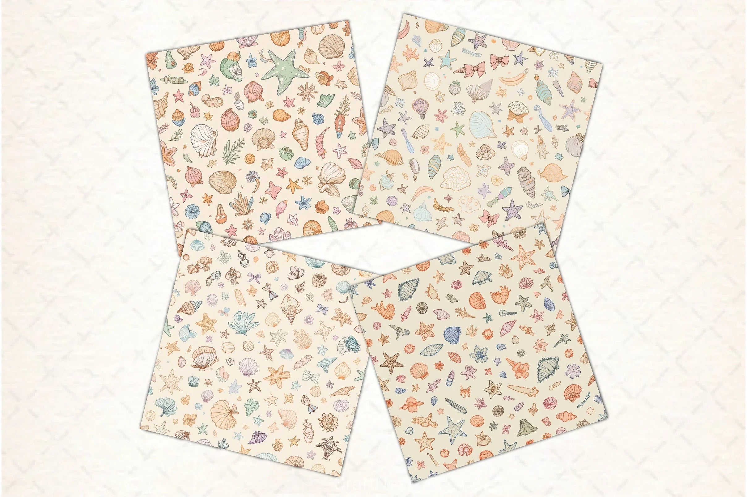 Seashell Seamless Pattern Digital Paper - CraftNest - Digital Crafting and Art